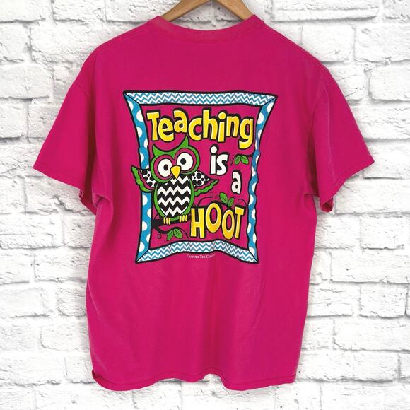 Teaching is a Hoot Pink Tee - Picture 1 of 6